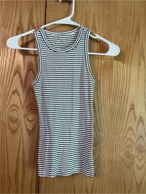 No Boundaries Black & White Striped Ribbed Tank
